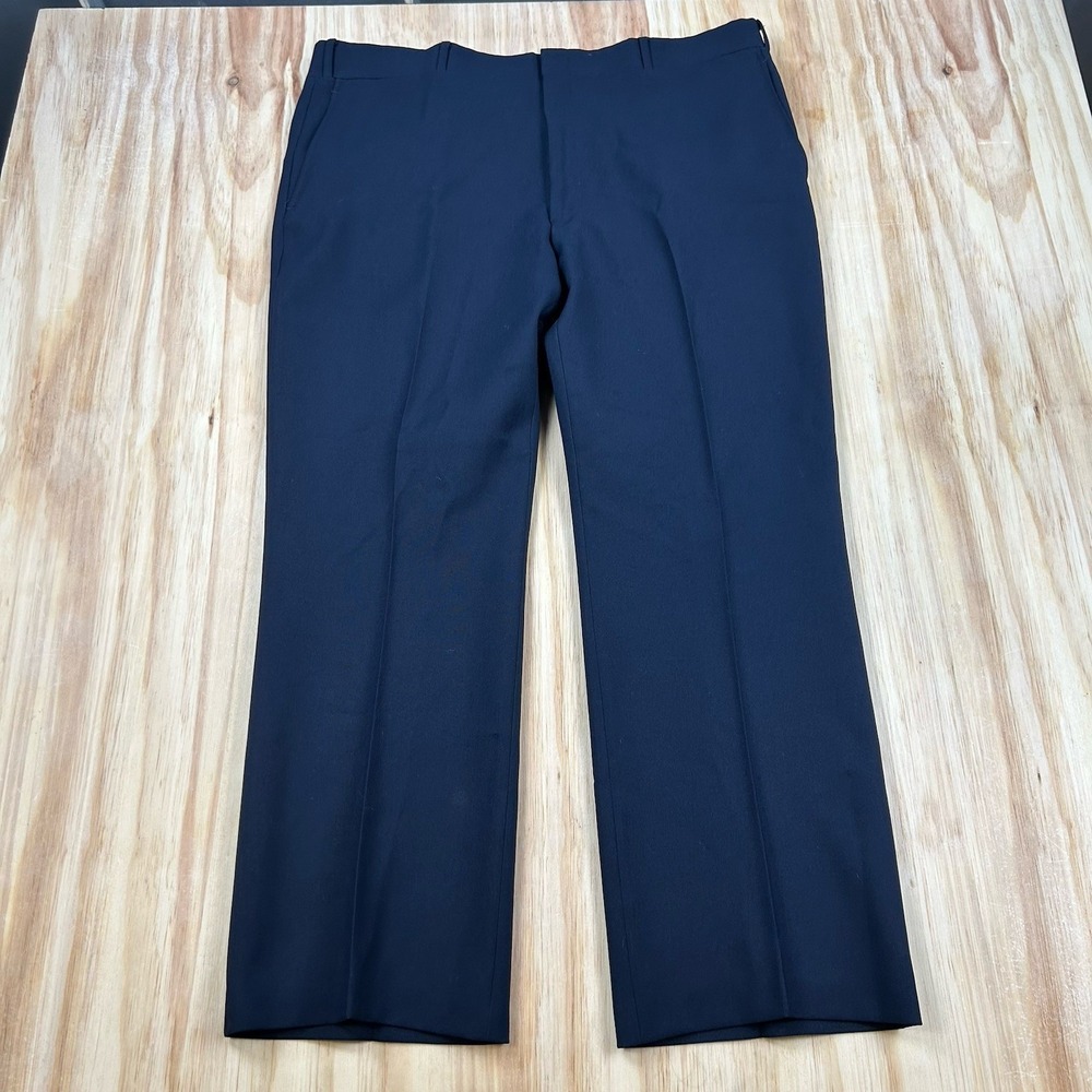 VTG Sears Perma-Prest Slacks Men's 40x29 Blue 70's Corpcore Office Workwear